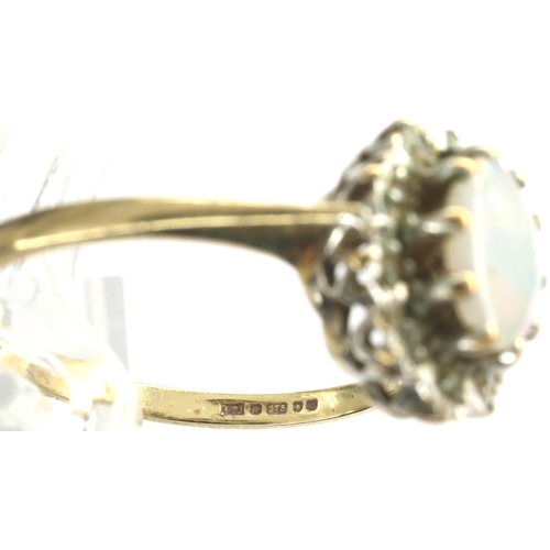 68 - 9ct gold opal and diamond ring, size O, 1.8g. P&P Group 1 (£14+VAT for the first lot and £1+VAT for ... 