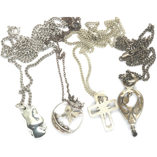 80 - Four 925 silver pendant necklaces, largest L: 50 cm. P&P Group 1 (£14+VAT for the first lot and £1+V... 