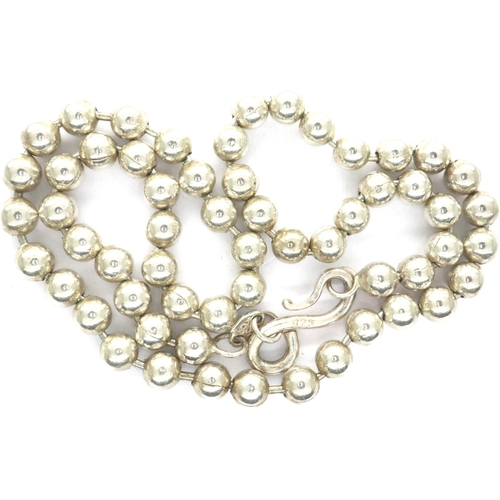 84 - Boxed 925 silver beaded necklace, L: 40 cm. P&P Group 1 (£14+VAT for the first lot and £1+VAT for su... 