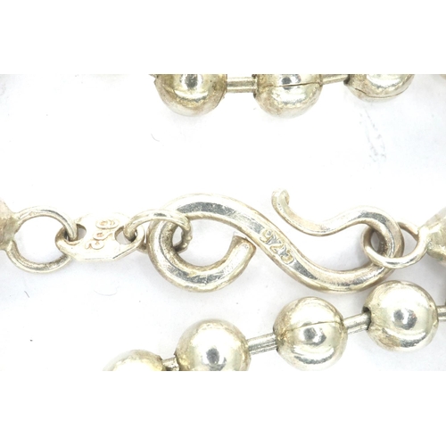 84 - Boxed 925 silver beaded necklace, L: 40 cm. P&P Group 1 (£14+VAT for the first lot and £1+VAT for su... 