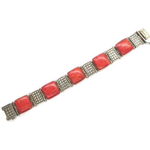 87 - Boxed 925 silver and stone set bracelet, L: 18 cm. P&P Group 1 (£14+VAT for the first lot and £1+VAT... 