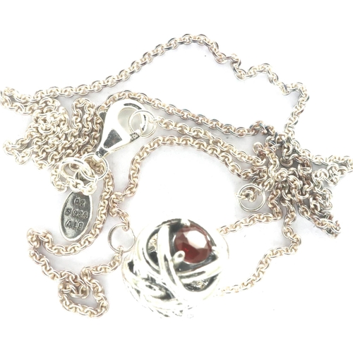 90 - Boxed Pandora pendant necklace set with garnet, L: 44 cm. P&P Group 1 (£14+VAT for the first lot and... 