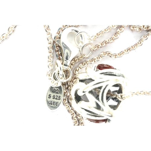 90 - Boxed Pandora pendant necklace set with garnet, L: 44 cm. P&P Group 1 (£14+VAT for the first lot and... 