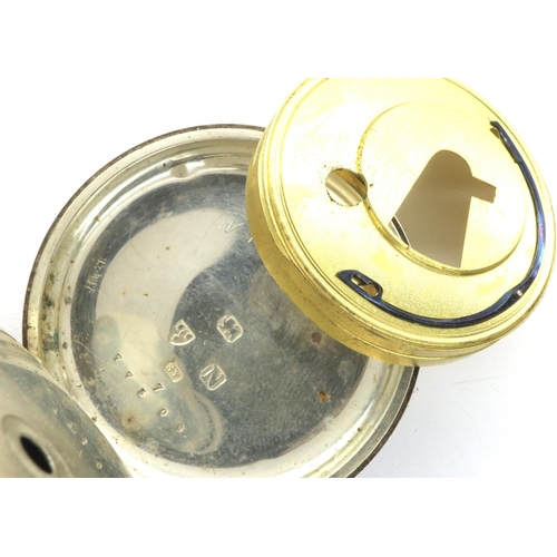 96 - Hallmarked silver pocket watch, Chester assay, not working at lotting. P&P Group 1 (£14+VAT for the ... 