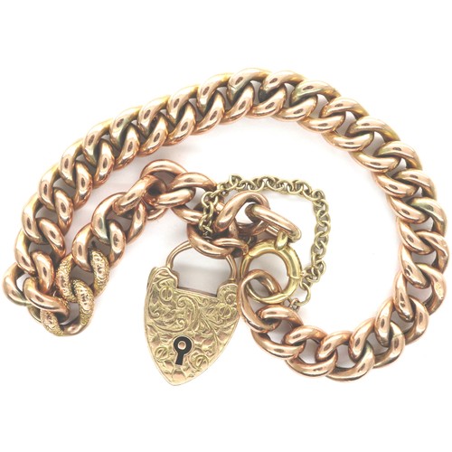 3A - 9ct gold link bracelet with a heart form padlock clasp, L: 20 cm, 16.6g. P&P Group 1 (£14+VAT for th... 