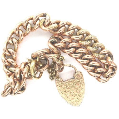 3A - 9ct gold link bracelet with a heart form padlock clasp, L: 20 cm, 16.6g. P&P Group 1 (£14+VAT for th... 