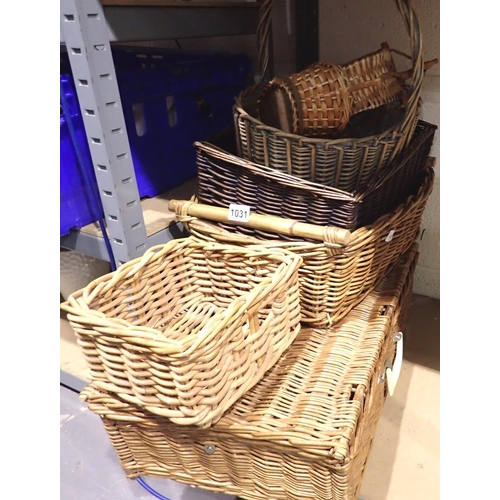 1031 - Mixed wicker baskets and hampers. Not available for in-house P&P