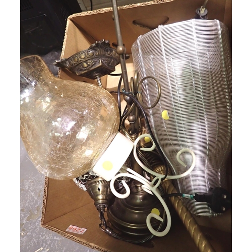 1069 - Box of mixed lamps and light fittings. Not available for in-house P&P