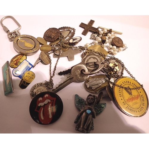 1075 - Collection of fobs and badges to include a hallmarked silver example. P&P Group 1 (£14+VAT for the f... 