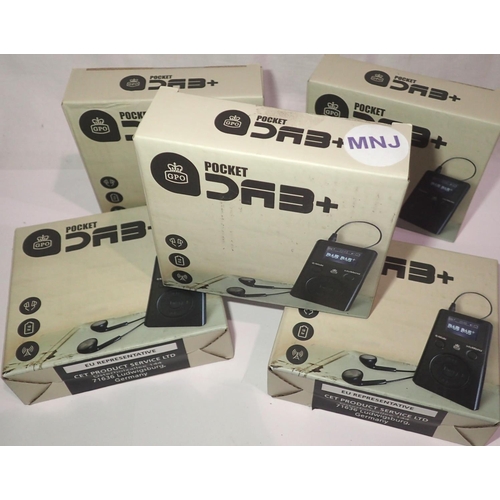 1093 - Five new old stock personal DAB radios, with headphones. P&P Group 1 (£14+VAT for the first lot and ... 