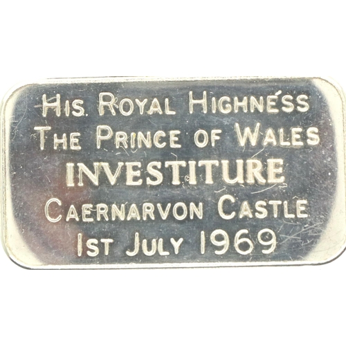 112 - Hallmarked silver 999 grade bar bearing the emblem of HRH Prince of Wales, struck to commemorate the... 