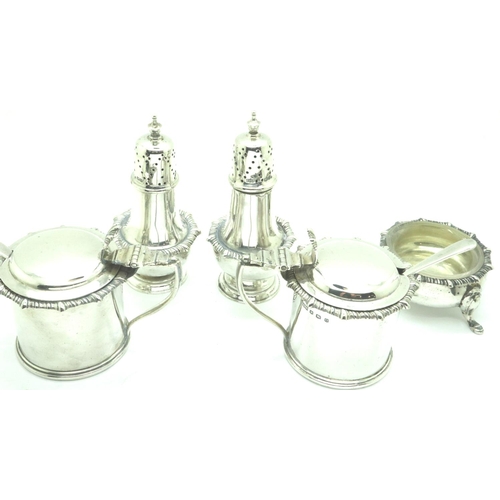 123 - James Dixon & Sons, George V hallmarked silver cruet, Sheffield Assay, pair of baluster form peppere... 