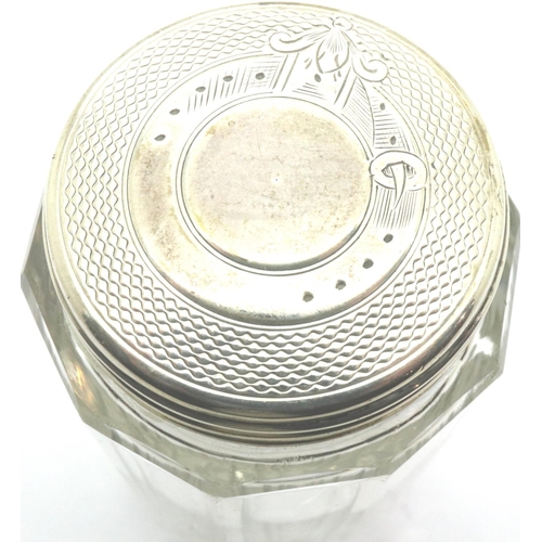 136 - Hallmarked silver topped glass bottle, London assay, H: 90 mm. P&P Group 1 (£14+VAT for the first lo... 