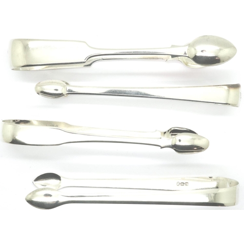 146 - Four George III hallmarked silver tongs, combined 160g. P&P Group 1 (£14+VAT for the first lot and £... 