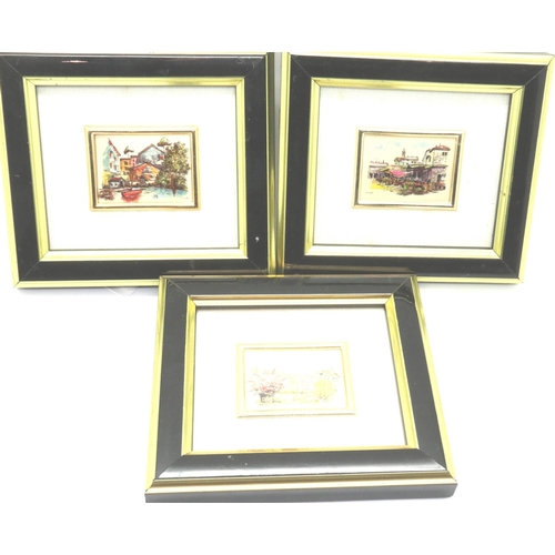 150 - Three Italian 925 silver embossed plaques, each framed, overall 100 x 95 mm. P&P Group 1 (£14+VAT fo... 