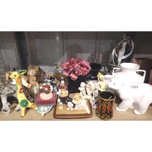 1203 - Large quantity of mixed items including glassware and ceramics. Not available for in-house P&P