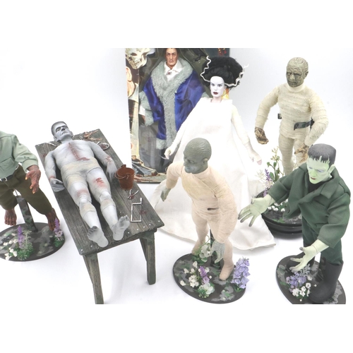 163 - Collectors action figures: horror genre greats including Wolfman, Frankenstein and others (7), one i... 