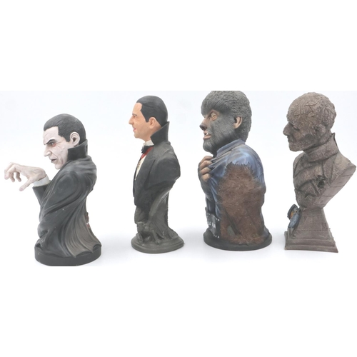 165 - Collectors figures: four horror genre busts, including The Mummy, Wolfman and Dracula. P&P Group 3 (... 