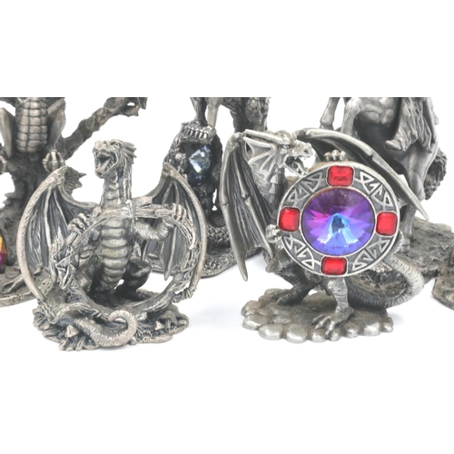 171 - Six Pewter Dragon figures by Myth and Magic for Tudor mint. P&P Group 2 (£18+VAT for the first lot a... 