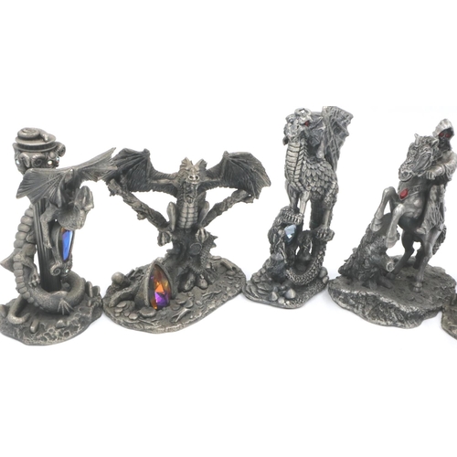 171 - Six Pewter Dragon figures by Myth and Magic for Tudor mint. P&P Group 2 (£18+VAT for the first lot a... 