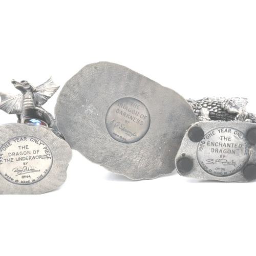 171 - Six Pewter Dragon figures by Myth and Magic for Tudor mint. P&P Group 2 (£18+VAT for the first lot a... 