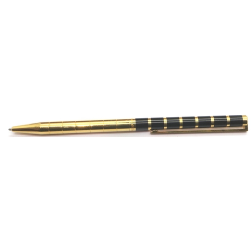 175 - Dupont of Paris gold plated and black lacquer ballpoint pen, boxed, with papers and refill. P&P Grou... 