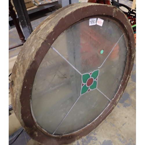 1893 - Circular lead glazed window, D: 60 cm. Not available for in-house P&P