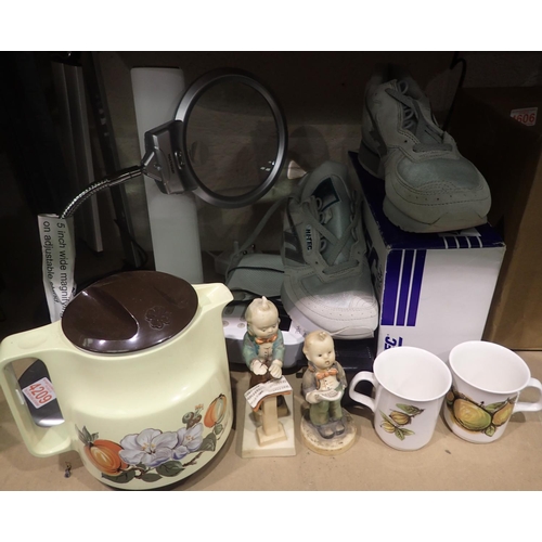 1034 - Mixed items to include ceramics and a pair of Hi-Tec Silver Shadow trainers, size 7. Not available f... 