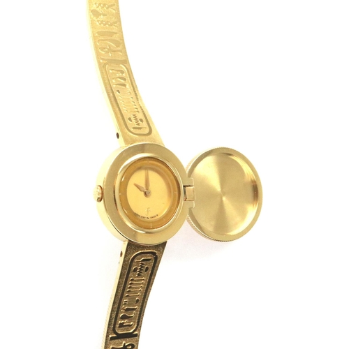 105A - 1985 Franklin Mint golden Nefertiti 22ct gold plated wristwatch, requires battery. P&P Group 1 (£14+... 