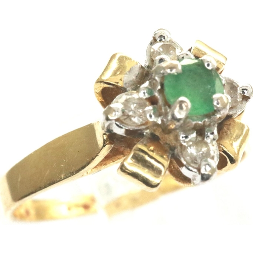 82 - 18ct gold emerald and diamond set ring, size M, 3.1g. P&P Group 1 (£14+VAT for the first lot and £1+... 