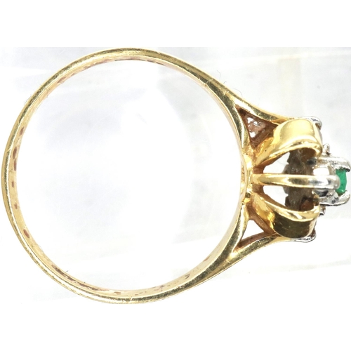 82 - 18ct gold emerald and diamond set ring, size M, 3.1g. P&P Group 1 (£14+VAT for the first lot and £1+... 