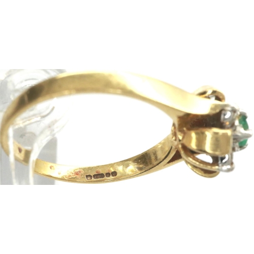 82 - 18ct gold emerald and diamond set ring, size M, 3.1g. P&P Group 1 (£14+VAT for the first lot and £1+... 