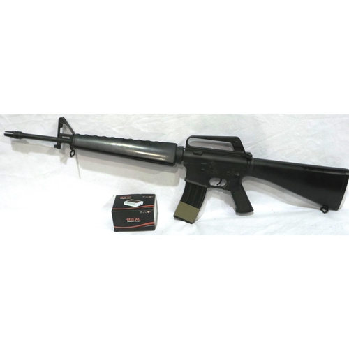 2024 - JG Works electric airsoft M16A1 with tri-pong flash hider, 20 round magazine, 30 round magazine, fat... 