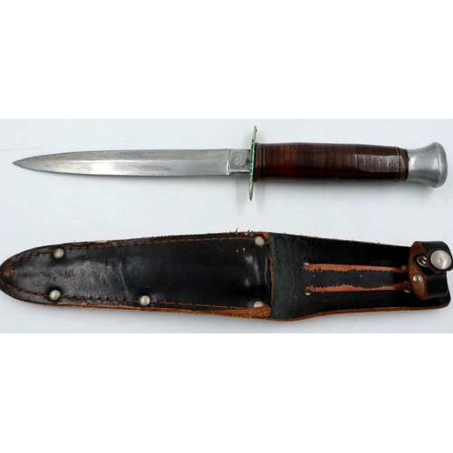 2030 - William Rodgers double edged sheath knife, blade L: 17 cm. P&P Group 1 (£14+VAT for the first lot an... 