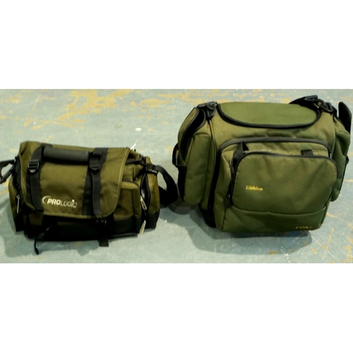 Fox Evolution tackle bag with tackle box to base and a Pro Logic tackle  bag, with damages. P&P Group