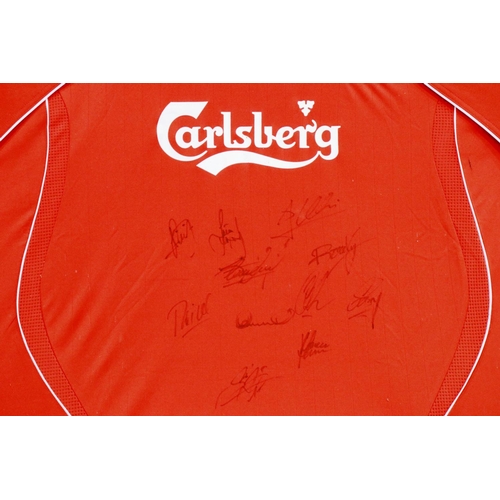 2054 - Framed Liverpool FC shirt signed by the team of 2006. Excluding frame: P&P Group 1 (£14+VAT for the ... 