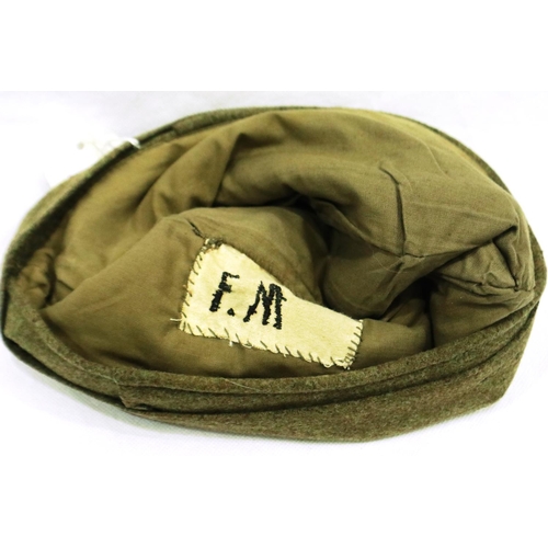 2163 - German WWII side cap with embroidered eagle, marked FM to lining. P&P Group 2 (£18+VAT for the first... 