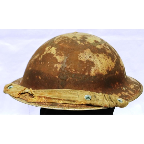 2174 - WWII British MK II helmet, painted in Malta camouflage. P&P Group 2 (£18+VAT for the first lot and £... 