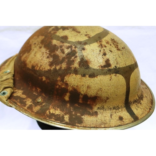 2174 - WWII British MK II helmet, painted in Malta camouflage. P&P Group 2 (£18+VAT for the first lot and £... 