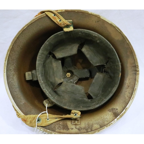 2174 - WWII British MK II helmet, painted in Malta camouflage. P&P Group 2 (£18+VAT for the first lot and £... 