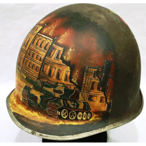 2175 - Normandy Relic US MI helmet. Vendor advised found near Falaise with Post War hand painted memorial. ... 