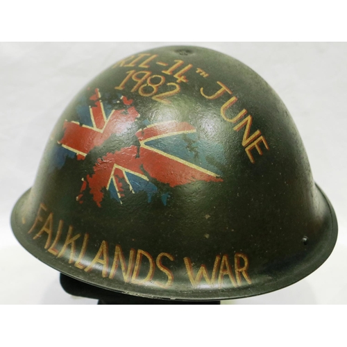 2179 - Falklands War period helmet, later painted and dedicated to 2nd Battalion The Paras. P&P Group 2 (£1... 