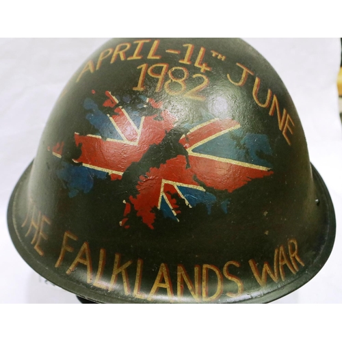 2179 - Falklands War period helmet, later painted and dedicated to 2nd Battalion The Paras. P&P Group 2 (£1... 