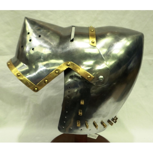 2181 - A replica steel nights helmet, brass mounted with visor and leather liner. P&P Group 2 (£18+VAT for ... 