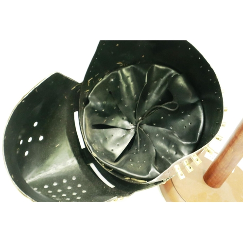 2181 - A replica steel nights helmet, brass mounted with visor and leather liner. P&P Group 2 (£18+VAT for ... 