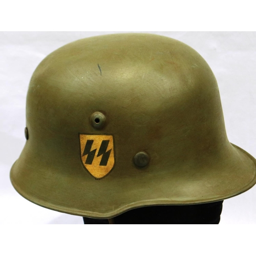 2183 - Third Reich Waffen SS M34 Edelshalk helmet, with hand painted decals. P&P Group 2 (£18+VAT for the f... 