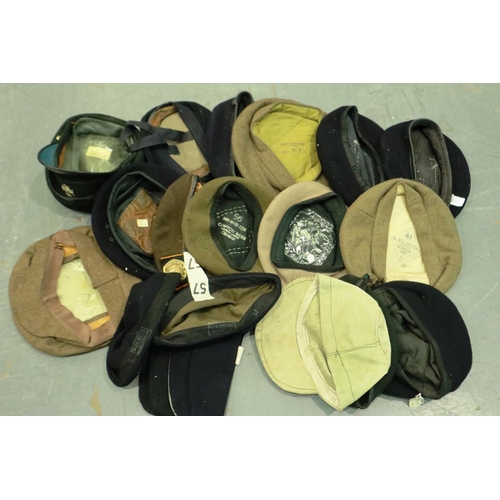 2187 - Mixed post-war visor caps, Tam O Shanters and military berets, mostly British made (15). P&P Group 2... 
