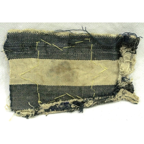 2197 - Third Reich period handmade Jewish Star fabric badge stitched to prison camp cloth fragment. P&P Gro... 