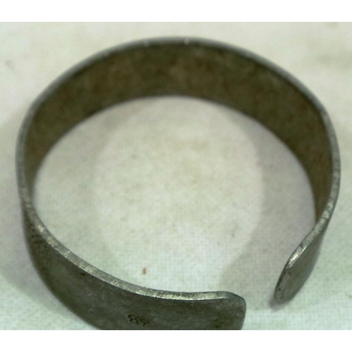 2200 - Vietnam War period helicopter metal bracelet, made by locals from metals recovered from aircraft and... 