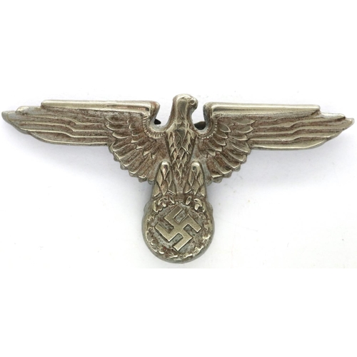 2289 - German WWII officers cap eagle, pressed metal with RZM mark verso. P&P Group 1 (£14+VAT for the firs... 